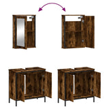 2 Piece Bathroom Furniture Set Smoked Oak Engineered Wood 3214782