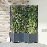 Garden Planter 3 pcs LiGht Grey 80 x 80 x 143 cm Plastic 42002887