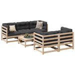 ZNTS 6 Piece Garden Sofa Set Solid Wood Pine 3299286