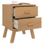 ZNTS Bedside Cabinet OLDEN Brown Solid Wood Pine 358582