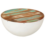 Bowl-shaped Coffee Table White 50x24 cm Solid Wood Reclaimed 352020
