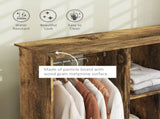 Open Wardrobe Double Mobile Storage Shelves Organizer W/6 Wheels-Rustic Brown T3398P328096