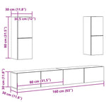 ZNTS 4 Piece TV Cabinet Set Wall-mounted Old Wood Engineered Wood 3329017