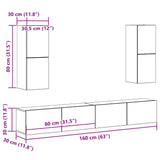 ZNTS 4 Piece TV Cabinet Set Wall-mounted Old Wood Engineered Wood 3329017