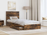 Storage Bed with Drawer Smoked Oak 75 x 190 cm Engineered Wood 3411261