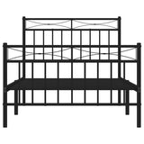 Metal Bed Frame without Mattress with Footboard Black 100x190cm 373703