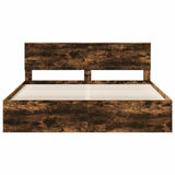 Bed Frame Smoked Oak 180 x 200 cm Solid Pine Wood 3410568