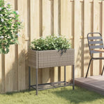 ZNTS Garden Planter with Shelf Grey Poly Rattan 366389