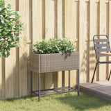 ZNTS Garden Planter with Shelf Grey Poly Rattan 366389