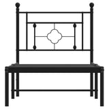 Metal Bed Frame without Mattress with Headboard Black 80x200cm 374330