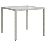 Garden Table 90x90x75 cm Tempered Glass and Poly Rattan White 316702