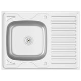 Kitchen Sink with Drainer Set Silver 800x600x155 mm Stainless Steel 147233