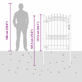 Fence Gate with Spikes Grey 170 x 100 cm Powder-coated steel 42008990