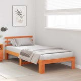 Bed Frame with Headboard Wax Brown 75 x 190 cm Solid Pine Wood 872637