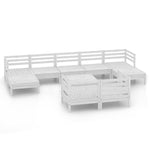 10 Piece Garden Lounge Set White Solid Wood Pine 3083380