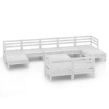 10 Piece Garden Lounge Set White Solid Wood Pine 3083380
