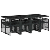 9 Piece Garden Dining Set with Cushions Black Poly Rattan 3210739