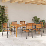Garden Dining Set 7 pcs Black Solid Acacia Wood 3365523