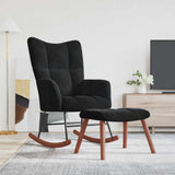 Rocking Chair with Footstool Black Velvet 42022455