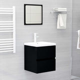 Sink Cabinet with Built-in Basin Black Engineered Wood 3071622