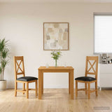 Dining Set 3 pcs Black Solid Oak Wood 3430328