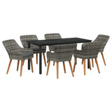 Garden Dining Set with Cushion 7 pcs Grey Poly Rattan 3261688