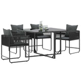 Chair with Cushion 4 pcs Black and Anthracite PE Rattan 42003027