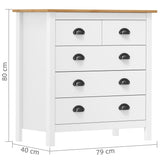 Sideboard Hill White 79x40x80 cm Solid Pine Wood 288918