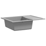 ZNTS Kitchen Sink with Overflow Hole Oval Grey Granite 147102