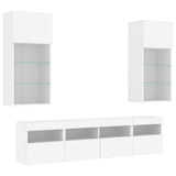 5 Piece TV Wall Units with LED White Engineered Wood 3216743