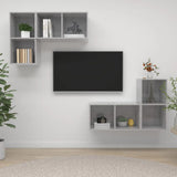 Wall-mounted TV Cabinets 4 pcs Concrete Grey Engineered Wood 3079839