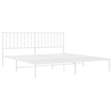 ZNTS Metal Bed Frame with Headboard White 183x213 cm 374491