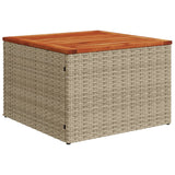 Garden Table Beige 55x55x37 cm Poly Rattan and Acacia Wood 366064
