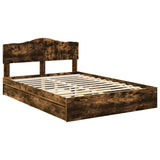 Storage Bed with Drawer Smoked Oak 140 x 190 cm Engineered Wood 3413100
