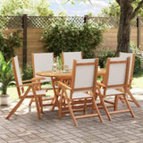 ZNTS 7 Piece Garden Dining Set Solid Wood Acacia and Textilene 3279284