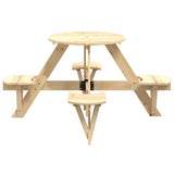 Picnic Table for 4 Kids with Umbrella Hole Round Solid Wood Fir 4008987