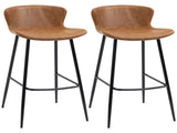 Bar Stools Set of 2, PU Leather Upholstered Bar Chairs, Breakfast Kitchen Counter Chairs with Backs, T3398P328311