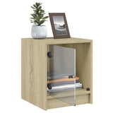 Bedside Cabinets with Glass Doors 2 pcs Sonoma Oak 35x37x42 cm 836348