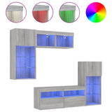 5 Piece TV Wall Units with LED Grey Sonoma Engineered Wood 3216730