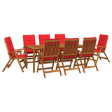 9-Piece Garden Dining Set Natural Solid Acacia Wood 3434588