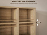 CD Storage Unit with Adjustable Shelves, 89 x 130.5 cm, Nature Wood Finish T3398P343474
