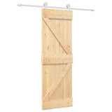 Sliding Door Natural and White 70 x 210 cm Solid Pine Wood 3445004