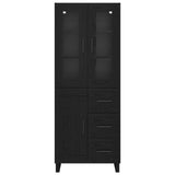 Highboard with Drawer 2 pcs Black Oak Engineered Wood and Glass 3416219