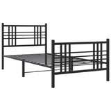 Metal Bed Frame without Mattress with Footboard Black 107x203cm 376338