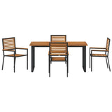Garden Dining Set 5 pcs Black Solid Acacia Wood 3365457