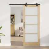 Sliding Door Natural 83 x 202 cm Solid Pine Wood and Glass 3332277