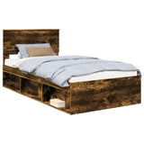 Bed Frame Smoked Oak 100 x 200 cm Solid Pine Wood 3410640
