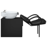 Shampoo Chair Manual Black and White 63 x 141 x 92 cm PVC 42009072