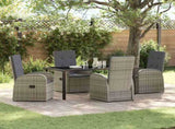 Garden Dining Set with Cushion 5 pcs Grey Poly Rattan 3379495