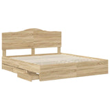 Bed Frame with Drawer Sonoma Oak 200 x 200 cm Engineer Wood 3413382